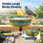 VIVOHOME Deck Mounted Bird Bath for Outside, Weather-Resistant ABS Bird Bath and Feeder with Adjustable Metal Clamp for Railing, Fence, Balcony, 1.45 Gallons, Green