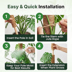 4 Pack 16" Moss Pole Monstera Plant Support - Stackable up to 48" - Plant Stakes for Indoor Climbing Plants Potted - Tall Coco Coir Pole Sticks & Accessories for Monstera, Pothos & Philodendron