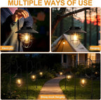 Candieslife 61" Solar Lights Outdoor with Plant Stands - Metal Shepherd Hook with Hanging Solar Lantern, Waterproof Solar Floor Lamp Garden Lights for Patio Deck Yard Porch Backyard & Indoor Decor