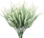 PASYOU Artificial Lavender Flowers, Plastic Plants Fake Simulation Flower Wedding Indoor Outdoor Bridal Bouquet Home Garden Balcony Patio Planter Filler DIY Arrangement Decoration - White 6 Pcs