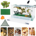 RunDuck Travel Portable Foldable Terrarium Kits for Reptiles -Heat-Resistant Material, Easy to Move with Wheels, Includes Plant, Feeding Bowl, and Carpet for Snakes, Lizards, Tortoises, and Leopard