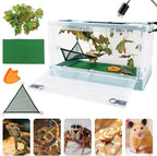 RunDuck Travel Portable Foldable Terrarium Kits for Reptiles -Heat-Resistant Material, Easy to Move with Wheels, Includes Plant, Feeding Bowl, and Carpet for Snakes, Lizards, Tortoises, and Leopard