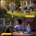 Rossetta Solar Bug Zapper Outdoor, Mosquito Zapper with Flame Lamp & Projector Light, 4200V Electric Fly Zapper Waterproof Rechargeable Mosquito Killer, Cordless Fly Trap for Patio, Backyard, Garden