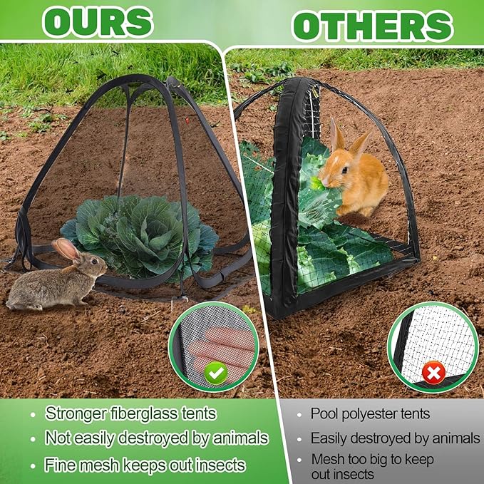 ANPHSIN Durable Plant Covers - Pop-up Fine Mesh Plant Tents with 8 Stakes, 22''x22''x23'' Garden Crop Guard Protectors Cages for Vegetables Fruits Away from Animals Birds Deer Squirrels,1 Pack