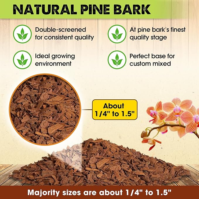 DUSPRO Orchid Bark Bulk for Plants, Optimal Texture Bark for Orchids Potting, Ideal Wood Chips for Plants (2 Quart)