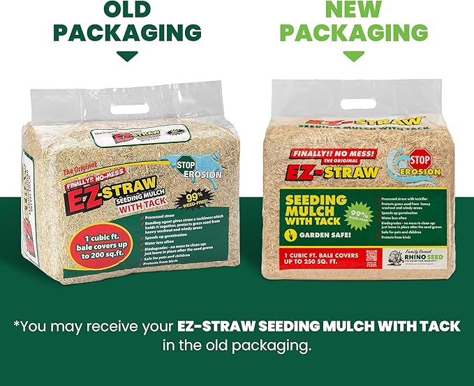 EZ Straw Seeding Mulch with Tack - Biodegradable Processed Straw, 1 cu. ft. Bale (Covers 250 sq. ft.)