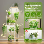 BACEKOLL Plant Stand Indoor with Grow Lights, 6 Tiered Tall Plant Shelf, 63" Metal Plant Stand for Indoor Plants Multiple, Half-Moon Plant Rack Display Shelf, 2 Pcs Plant Holder for Living Room, White