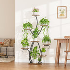 EVAWOO Plant Stand Indoor with Grow Lights - 58" Tall Plant Shelf Indoor, 8 Tiered Corner Lighted Plant Stand for Indoor Multiple Plants, Metal Flower Stands Display Rack for House, Patio, Black