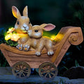 PRETMANNS Solar Garden Outdoor Statue Bunny Decor with Lights - Rabbit Lawn Ornament for Outside Yard Patio - Animal Figurines Gift for Mom Grandma - Waterproof Resin Garden Statues Outdoor - Medium