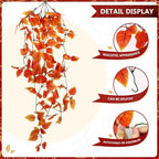 2-Pack Fake Hanging Plants, Faux Hanging Plant Artificial Greenery for Living Room Bedroom Boho Wall Shelf Indoor Outdoor Decor (Orange Pothos Ivy Vines)