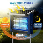 Solar Bug Zapper Outdoor, PhatroyYee Mosquito Zapper 4500V, Waterproof Portable Fly Zapper, Rechargeable Electric Mosquito Killer, Cordless Fly Insect Mosquitos Trap for Patio Yard Camping BBQ(Blue)