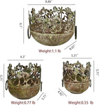 3 Piece Vintage Metal Planter Set, Rustic Distressed Farmhouse Flower Pots with Handles for Indoor Outdoor Garden, Tabletop Centerpieces & Wedding Decor