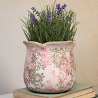 Ceramic Pots for Plants, Vintage Plant Pot with Drainage Hole, 6.11in. Planter for Indoor Plants, Crackle Glaze Finish Flower Pot, Perfect Tuscan Ceramic Planter for Gardening, Pastel Meadow