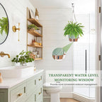 10 Inch Hanging Planters for Indoor Plants, 2 Pack Self Watering Hanging Baskets Flower Pots with Drainage Hole, Visual Reservoir & 2 Kinds of Plant Hanger for Home Decor(Green)