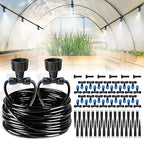 HIRALIY 118FT Greenhouse Misting Drip Irrigation Kit, Quick Connector Design, Irrigation System with 1/4" Tubing and Adjustable Nozzles for Hanging Plants, Garden Watering System for Raised Bed