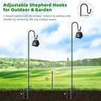 46" Heavy Duty Shepherds Hooks for Outdoor, Bird Feeder Pole with 5 Prong Base, Adjustable Height Shepherds Hook for Hummingbird Feeder, Bird Feeder, Plant, Wind Chimes,Lanterns,Wedding Decor (1 Pack)