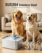 PETNF 3-Gallon 304 Stainless Steel Dog Water Fountain for Large Dogs, Extra Wide Drinking Area, Automatic Water Bowl Dispenser for Large Dogs & Multi-Pet Homes, 7-Stage Filtration System, Quiet Pump