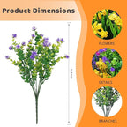 24 Bundles Artificial Fake Flowers Outdoor, UV Resistant No Fade Boxwood Faux Plastic Shrubs Greenery Plants for Garden Patio Porch Window Box Home Indoor Wedding Farmhouse Hanging Planter Décor