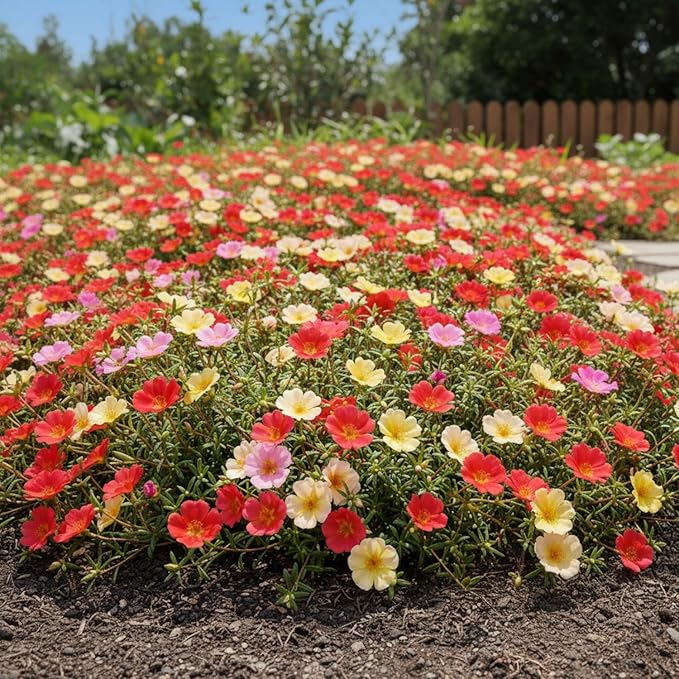 50,000 Moss Rose Seeds, Portulaca Grandiflora for Planting, Trailing Annual for Full Sun Garden Beds, Borders, Pots, Hanging Planters and Ground Cover