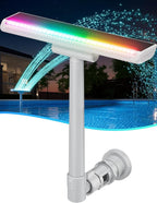 Pool Fountain with 7-Color LED Lights, Above/Inground Pool Fountain Lights with Remote Control, Adjustable Pool Sprinkler Waterfall for Cooling 6-15 Degrees