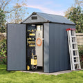 Aoxun 4x6 FT Outdoor Storage Shed, Plastic Garden Resin Shed with Floor and Window for Patio, Lawn, Outdoor Storage with Lockable Door for Bike, Tools, Garbage Can, Dark Grey