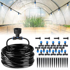 HIRALIY 59FT Greenhouse Misting Drip Irrigation Kit, Quick Connector Design, Irrigation System with 1/4" Tubing and Adjustable Nozzles for Hanging Plants, Garden Watering System for Raised Bed
