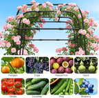 Garden Trellis Arch 7FT PP-Coated Stainless Steel Metal Extra Tall Cucumber Trellis Arch Garden Arch Trellis for Climbing Plants Outdoor Vegetable Trellis with Trellis Netting