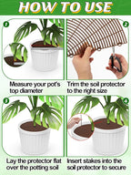 ANPHSIN 3 Plant Pot Grid Cover Protectors from Animals - 20.8" Dia Cuttable Flower Pot Soil Cover with 36 Stakes, Keep Cats Out of Potted Plants, Indoor Cat Digging Stopper, Baby Safety