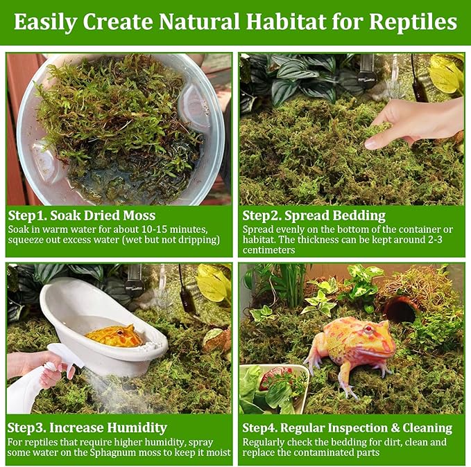 Legigo 2.6LB Sphagnum Moss for Reptile- 48QT Natural Reptile Moss Terrarium Moss Substrate, Snake Tank Moss Peat Moss Reptile Bedding for Snake, Gecko, Ball Python, Frog and Orchids Plants
