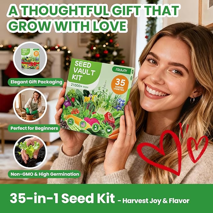 35 Heirloom Seeds Variety Pack - 21000+ Non-GMO Seeds for Planting Vegetables and Fruits, Home Garden Seeds for Hydroponic, Indoor and Outdoor, Unique Garden Starter Set Gift for Mother, Women...