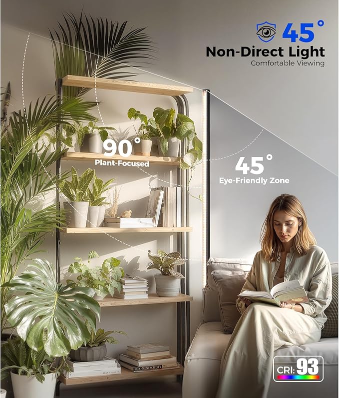 Barrina T1S Standing Grow Light for Indoor Plants with Timer, 65W 660nm High PPFD Full Spectrum, Tera Series Vertical Grow Lights Adjustable Height 5FT-5.6FT, Foot Switch, Non-Glare Design, Black