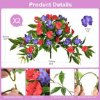 Hommyea Artificial Flowers for Outdoor, 2 Bundles UV Resistant Fake Plants Decoration Realistic Faux Silk Flowers No Fade Plastic Flowers for Outside Planters Home Porch Patio Yard Garden Decor