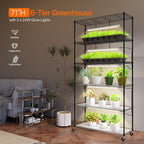 Bstrip Plant Shelf with Grow Light, Metal Plant Stand with Adjustable Rack and Wheels, 5 Pack T8 Full Spectrum Grow Light Strip for Indoor Plants, Seed Starting, Seed Tray, 35.4"x13.8"x71"