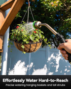RAINPOINT Watering Wand, 16 Inch Metal Garden Hose Wand with 9 Spray Patterns, Long Hose Sprayer Nozzle For Hanging Baskets, Shrubs,Lawn (Green)