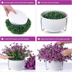 HyeFlora Artificial Fake Hanging Plants Flowers Basket for Outdoor Outside Spring Summer Decoration, Faux Silk Purple Daisy in Planter UV Resistant Realistic for Porch Patio Balcony Home Yard
