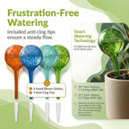Automatic Plant Watering Globes Self Watering Planter Inserts (Set of 4) | Hands Free Multicolor Glass Bulbs | Planter Spikes to Support Indoor & Outdoor Plant Health (350ml)