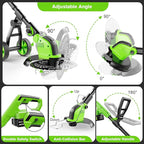 12" Stringless Weed Wacker Cordless Eater, 20000 RPM Powerful Battery Powered Trimmer Edger Lawn Tool, 21V 6000mAh Electric Wheeled Lawn Edger with Blades, Foldable& Lightweight Design Brush Cutter