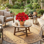 Briful Artificial Hibiscus Flowers in Pot, 14.1" Faux Tropical Flower Plant for Outdoor Porch, Potted Red Hibiscus Tabletop Decor for Living Room, Dining Table, Kitchen, Office, Indoor Home Décor