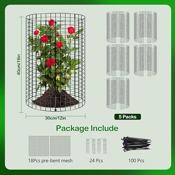 5 Pack Plant Protector from Animals, Wire Mesh Plant Cages for Garden – Sturdy Metal Plant Protectors to Keep Rabbits, Squirrels, and Animals Out – Ideal for Vegetables, Flowers, and Outdoor Plants