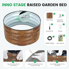 INNO STAGE 3 Pcs Round Galvanized Raised Garden Bed — 2×2×1ft Planter Box Outdoor Raised Beds Kit for Gardening Vegetables, Fruits, Herbs, and Flowers, Grain