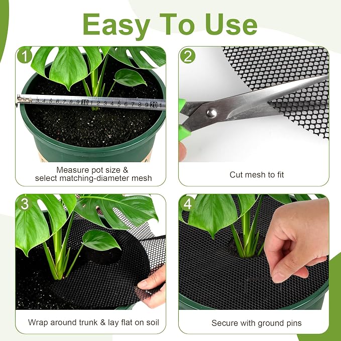 6 Pack 11.8" Cuttable Plant Pot Grids with 18 Stakes, Soil Cover & Cat & Animal Digging Stopper for Indoor Outdoor Garden Plants