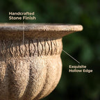 Vintage Urn Planter with Embossed Pattern, Imitation Stone Finish Flower Pot, Distressed Classic Plant Pot for Outdoor Indoor Home Garden Patio Front Porch Entryway（14.8 * 12 in）