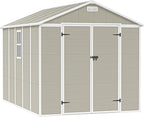UDPATIO Resin Storage Shed 8 x 8 FT, Outdoor Garden Sheds with Floor Plastic Patio Outdoor Storage Shed with Lockable Door, Sandstone