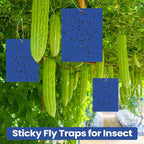 Qualirey 50 Pcs 6x8 Inch Blue Sticky Traps for Thrips Double Sided Sticky Trap for Gnats Plant,Pest Control for Fungus Gnats, Thrips, Whiteflies with Twist Ties