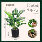 Der Rose 2 Pack Fake Plants Artificial Tropical Plants Indoor in Black Pot for Home Office Desk Accessories Bathroom Sage Green Decor