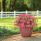 ATTGREAT Artificial Flowers Outdoor Faux Plants UV Resistant Fake Patio Flowers Plastic Greenery Plnats Outside Bulk for Spring Garden Hanging Planter Home Vase Decor, 24 Bundles (Rose Red)