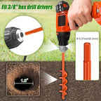 Insaga 1.6" x 16" Auger Drill Bit for Planting, 2.5mm Thick Spiral Earth Drill Garden Auger for Post Hole Digger, Solid Steel Bright Orange Powder Coated, Fit 3/8'' Hex Drive for Bulb Flower Garden