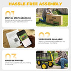 Sekey 1400lbs Heavy Duty Steel Garden Cart for Farm & Construction, 7.7 Cu.Ft. Extra-Large Utility Wagon with Removable Sides, 2-in-1 Towable Handle, 13" Rubber Tires, Black