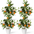 Suncalla 4 Pack Artificial Orange Potted Plants 19.7 Inches Fake Orange Tree Simulation Realistic Fruit Plant with Pot Faux Tree Indoor Decoration for Home Office Living Room Table Desk