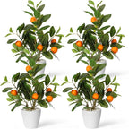 Suncalla 4 Pack Artificial Orange Potted Plants 19.7 Inches Fake Orange Tree Simulation Realistic Fruit Plant with Pot Faux Tree Indoor Decoration for Home Office Living Room Table Desk